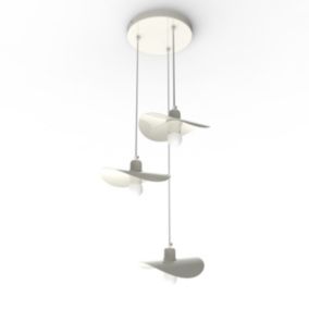 LUMICOM - PIUMA COMPO Suspension, 3X E27, max 42W, métal, blanc brillant, D.25cm