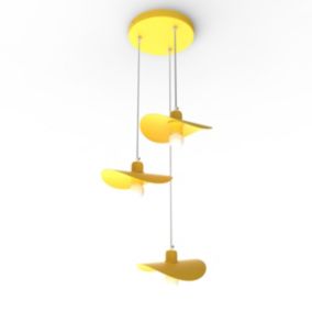 LUMICOM - PIUMA COMPO Suspension, 3X E27, max 42W, métal, jaune, D.25cm