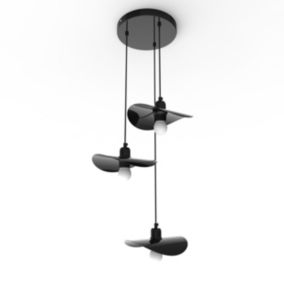 LUMICOM - PIUMA COMPO Suspension, 3X E27, max 42W, métal, noir brillant, D.25cm