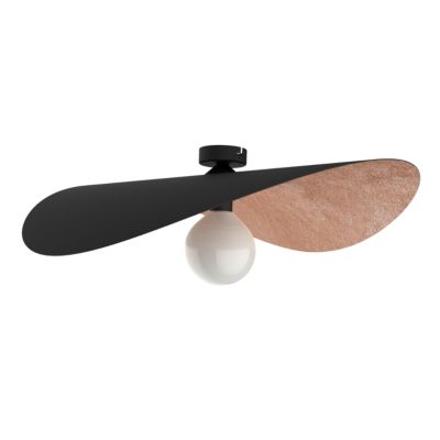 LUMICOM - PIUMA Plafonnier, 1X E27, max 42W, métal, noir mat/feuille cuivre, D.60cm