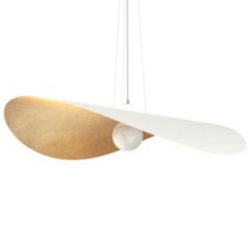 LUMICOM - PIUMA Suspension, 1X E27, max 42W, métal, blanc feuille d'or, D.90cm