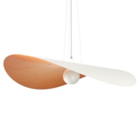 LUMICOM - PIUMA Suspension, 1X E27, max 42W, métal, blanc feuille de cuivre, D.90cm