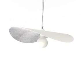 LUMICOM - PIUMA Suspension, 1X E27, max 42W, métal, blanc mat/feuille argent, D.60cm