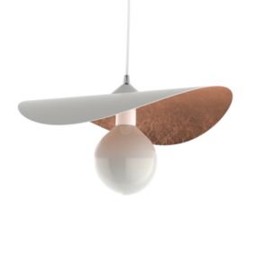 LUMICOM - PIUMA Suspension, 1X E27, max 42W, métal, blanc mat/feuille cuivre, D.40cm