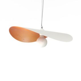 LUMICOM - PIUMA Suspension, 1X E27, max 42W, métal, blanc mat/feuille cuivre, D.60cm