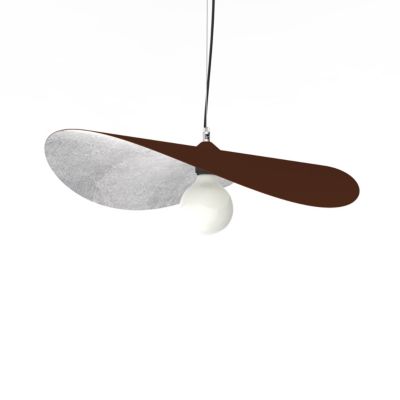 LUMICOM - PIUMA Suspension, 1X E27, max 42W, métal, marron corten/feuille argent, D.60cm