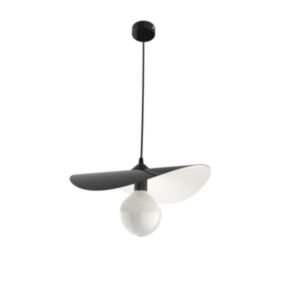 LUMICOM - PIUMA Suspension, 1X E27, max 42W, métal, noir brillant/blanc, D.40cm