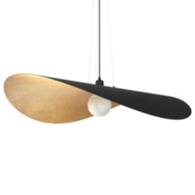 LUMICOM - PIUMA Suspension, 1X E27, max 42W, métal, noir feuille d'or, D.90cm