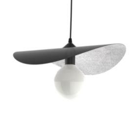 LUMICOM - PIUMA Suspension, 1X E27, max 42W, métal, noir mat/feuille argent, D.60cm