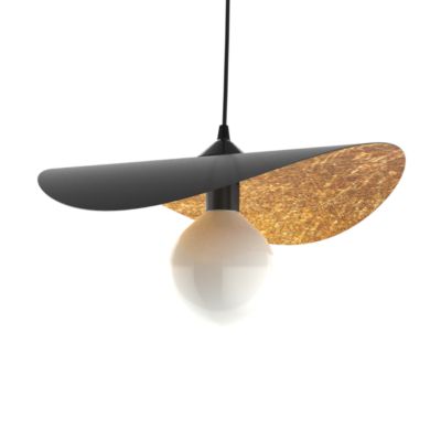 LUMICOM - PIUMA Suspension, 1X E27, max 42W, métal, noir mat/feuille d'or, D.40cm
