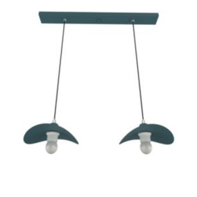 LUMICOM - PIUMA Suspension, 2XE27, max 42W, métal, bleu méditerranèen, 25x20cm