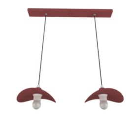 LUMICOM - PIUMA Suspension, 2XE27, max 42W, métal, rouge cowhide, 25x20cm