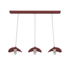 LUMICOM - PIUMA Suspension, 3XE27, max 42W, métal, rouge cowhide, 25x20cm