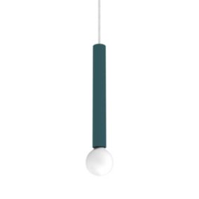 LUMICOM - PURO Suspension, 1X E27, max 42W, métal, bleu méditerranéen, D.4cm H.40cm