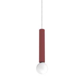 LUMICOM - PURO Suspension, 1X E27, max 42W, métal, rouge cowhide, D.4cm H.30cm