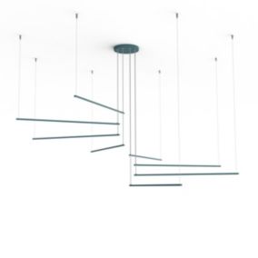 LUMICOM - RADIUS Suspension, STRIP LED, 136W/m, 3000K, métal, bleu méditerranèen, d.220