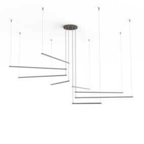 LUMICOM - RADIUS Suspension, STRIP LED, 136W/m, 3000K, métal, gris tourterelle brillant, d.220