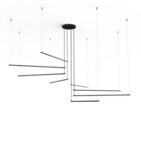 LUMICOM - RADIUS Suspension, STRIP LED, 136W/m, 3000K, métal, noir brillant, d.220