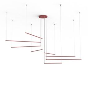 LUMICOM - RADIUS Suspension, STRIP LED, 136W/m, 3000K, métal, rouge cowhide, d.220