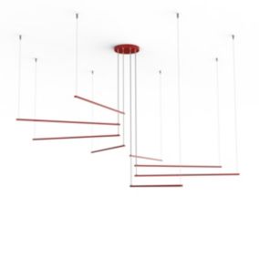 LUMICOM - RADIUS Suspension, STRIP LED, 136W/m, 4000K, métal, rouge brillant, d.220