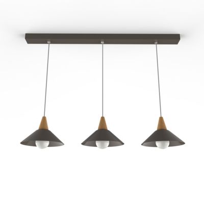 LUMICOM - Rail de suspension FUNNEL, 3X E27, max 42W, métal, Gris tourterelle brillant, D.25cm L.100cm
