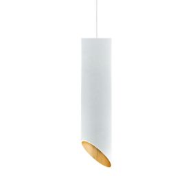 LUMICOM - ROND COUPE Suspension, 1x GU10, max 33W, métal, blanc mat/feuille argent, D.6cm x H30cm