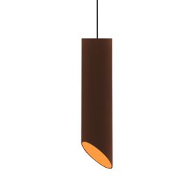 LUMICOM - ROND COUPE Suspension, 1x GU10, max 33W, métal, marron corten/blanc, D.6cm x H30cm