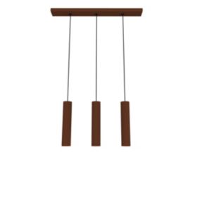 LUMICOM - ROND Suspension, 3X GU10, max 33W, métal, marron corten, L70cm x H30cm