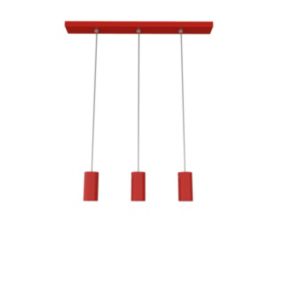 LUMICOM - ROND Suspension, 3X GU10, max 33W, métal, rouge brillant, L70cm x H10cm