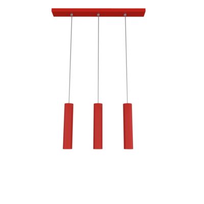 LUMICOM - ROND Suspension, 3X GU10, max 33W, métal, rouge brillant, L70cm x H30cm