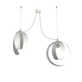 LUMICOM - SHELL Suspension, 2X E27, max 42W, métal, blanc feuille d'argent, D.40