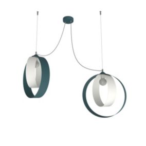 LUMICOM - SHELL Suspension, 2X E27, max 42W, métal, bleu méditerranéen blanc, D.40