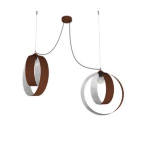 LUMICOM - SHELL Suspension, 2X E27, max 42W, métal, corten feuille d'argent, D.40