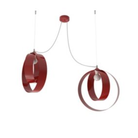 LUMICOM - SHELL Suspension, 2X E27, max 42W, métal, rouge cowhide brillant, D.40