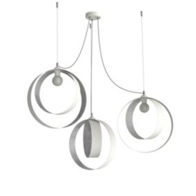 LUMICOM - SHELL Suspension, 3X E27, max 42W, métal, blanc feuille d'argent, D.40