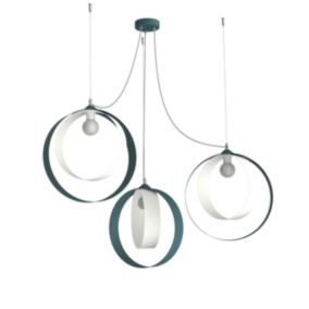 LUMICOM - SHELL Suspension, 3X E27, max 42W, métal, bleu méditerranéen blanc, D.40