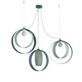 LUMICOM - SHELL Suspension, 3X E27, max 42W, métal, bleu méditerranéen vert iceberg, D.40