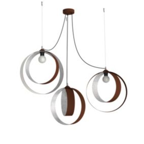 LUMICOM - SHELL Suspension, 3X E27, max 42W, métal, corten feuille d'argent, D.40