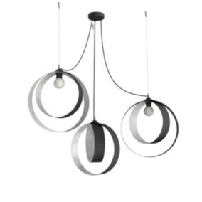 LUMICOM - SHELL Suspension, 3X E27, max 42W, métal, noir feuille d'argent, D.40