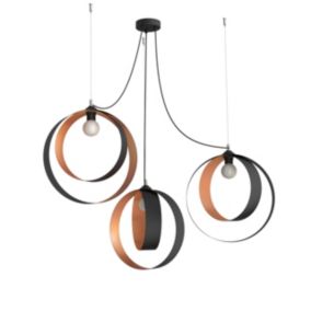 LUMICOM - SHELL Suspension, 3X E27, max 42W, métal, noir feuille de cuivre, D.40