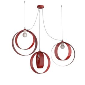 LUMICOM - SHELL Suspension, 3X E27, max 42W, métal, rouge cowhide brillant, D.40