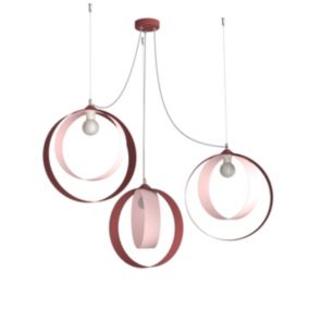 LUMICOM - SHELL Suspension, 3X E27, max 42W, métal, rouge cowhide rose, D.40