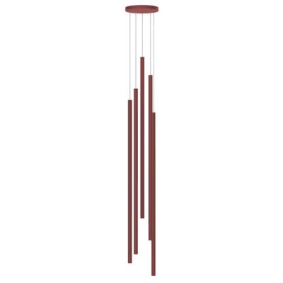 LUMICOM - STELO COMPO 5X Suspension, LED INTEGREE, 21W, 4000K, métal, rouge cowhide, H.160cm