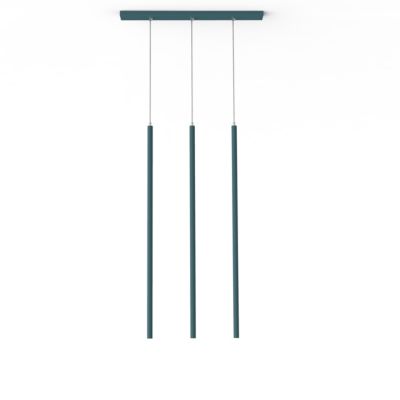 LUMICOM - STELO TRACK 3X Suspension, LED INTEGREE, 12.6W, 4000K, métal, bleu méditerranéen, H.100cm