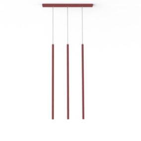 LUMICOM - STELO TRACK 3X Suspension, LED INTEGREE, 12.6W, 4000K, métal, rouge cowhide, H.100cm