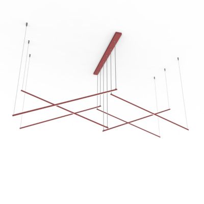 LUMICOM - STORM Suspension, STRIP LED, 102W/m, 3000K, métal, rouge brillant, L 200