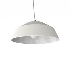 LUMICOM - TOKYO Suspension, 1xE27, max 42W, métal, blanc mat/feuille argent, D.50cm