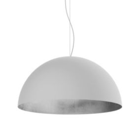 LUMICOM - VENICE Suspension, 1xE27, max 42W, métal, blanc mat/feuille argent, D.60cm