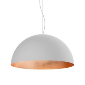 LUMICOM - VENICE Suspension, 1xE27, max 42W, métal, blanc mat/feuille cuivre, D.60cm