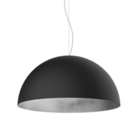 LUMICOM - VENICE Suspension, 1xE27, max 42W, métal, noir mat/feuille argent, D.60cm